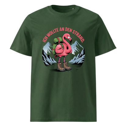 Ich wollte an den Strand T-Shirt Unisex mit Wander-Spruch, Detailansicht