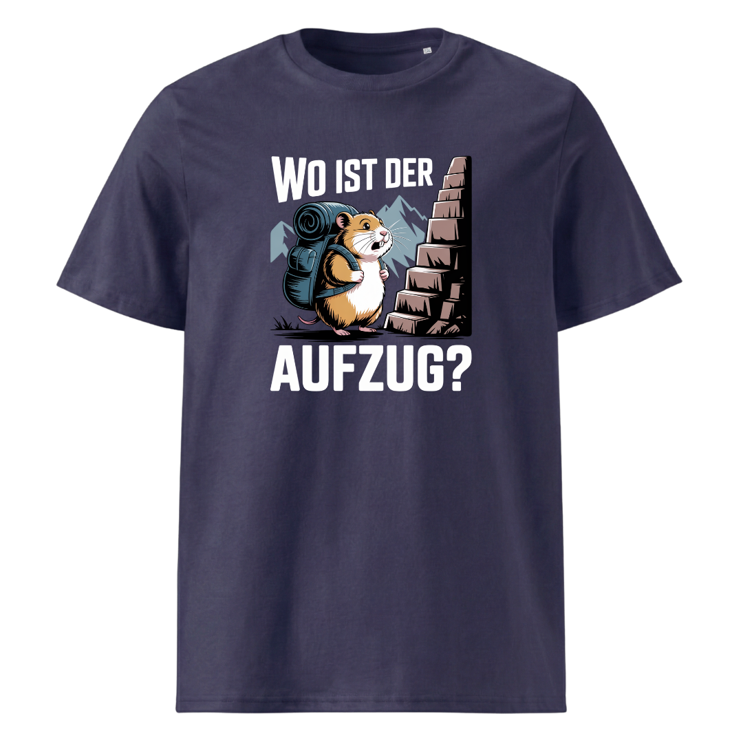 Wo ist der Aufzug T-Shirt Unisex mit Wander-Spruch, weitere Ansicht