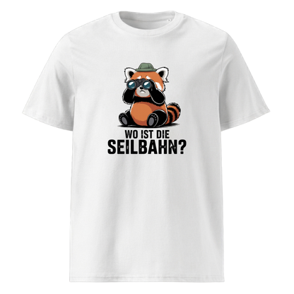 Wo ist die Seilbahn T-Shirt Unisex mit Wander-Spruch, Motivdetail