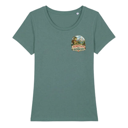 Gemütlich mit Aussicht Damenshirt mit Brustdruck, Kraxelgaudi