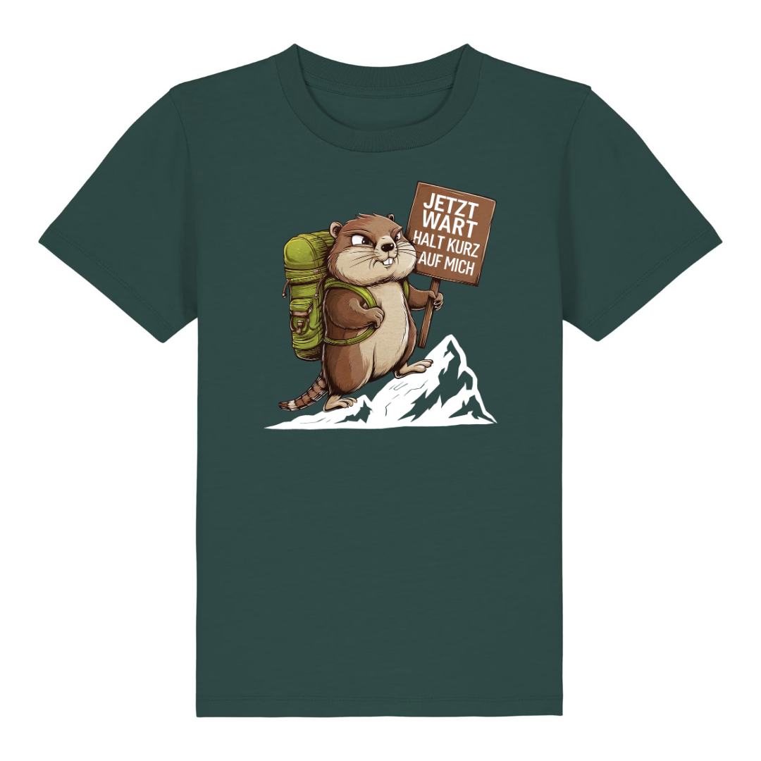 Warte Kurz Kinder T-Shirt Grün Front