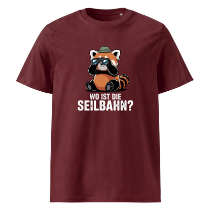 Wo ist die Seilbahn T-Shirt Unisex mit Wander-Spruch, Print Nahaufnahme