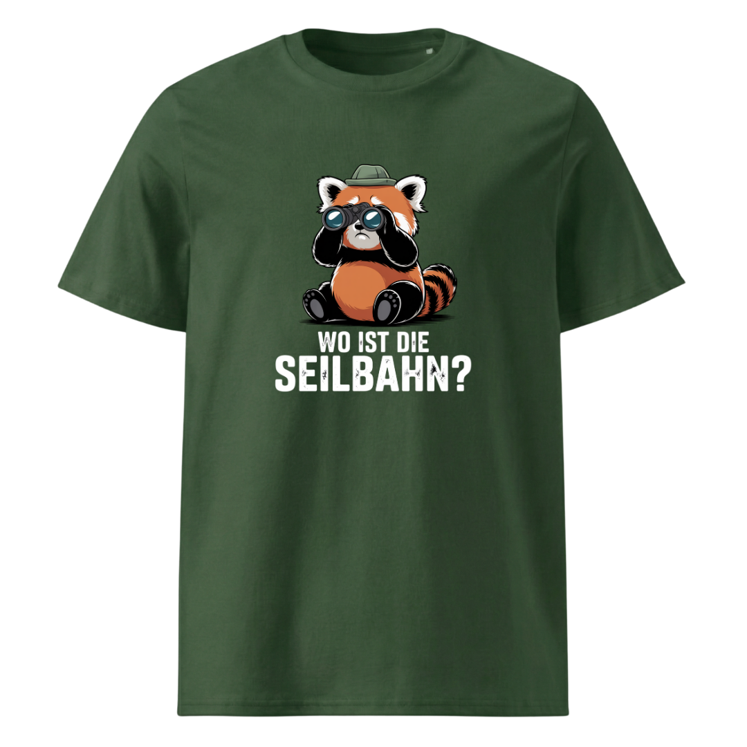 Wo ist die Seilbahn T-Shirt Unisex mit Wander-Spruch, Detailansicht