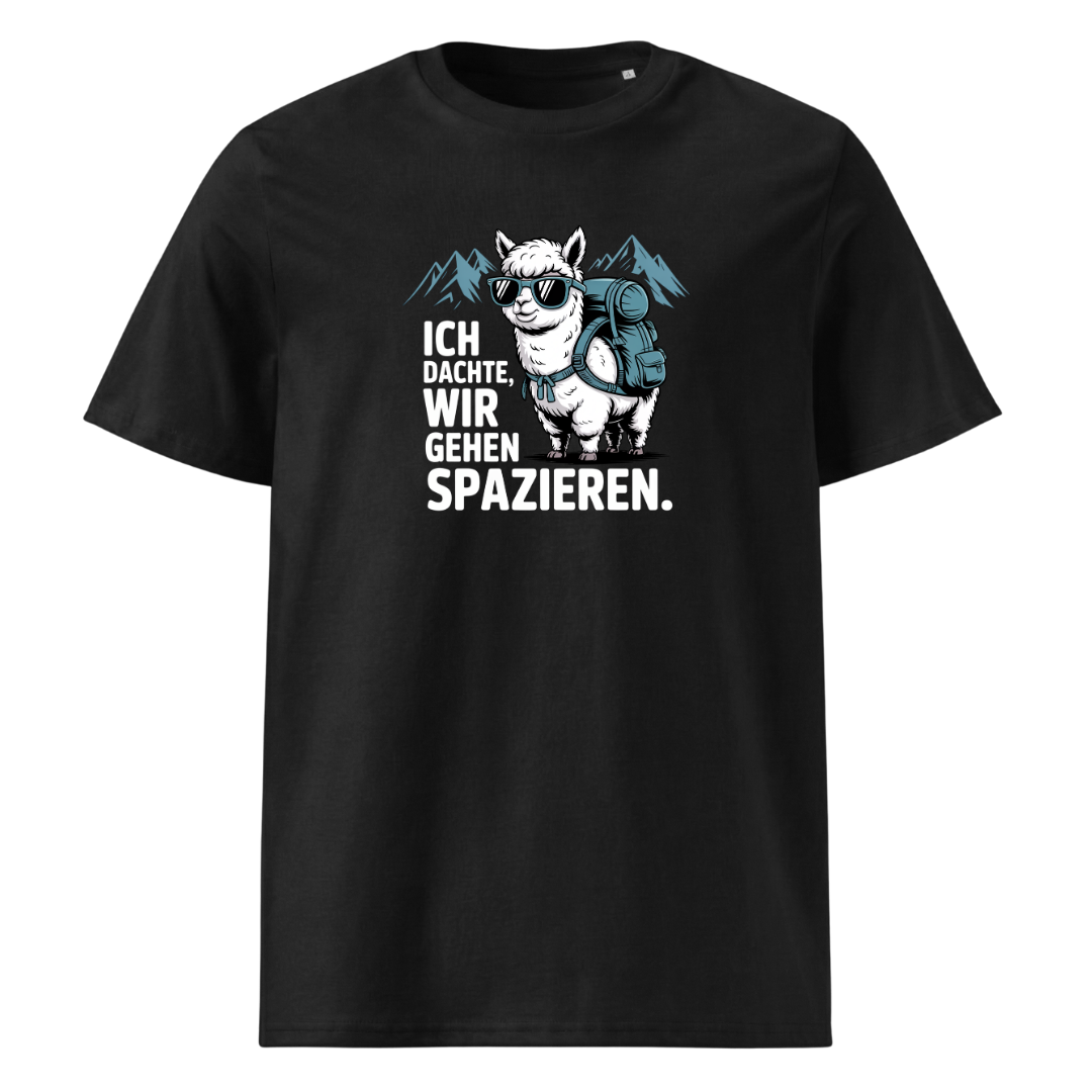 Ich dachte wir gehen spazieren T-Shirt Unisex mit Wander-Spruch, Frontansicht