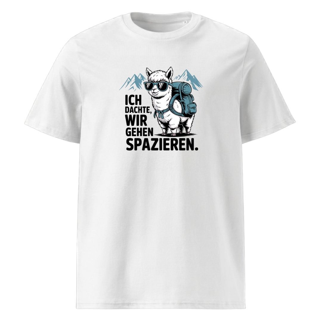 Ich dachte wir gehen spazieren T-Shirt Unisex mit Wander-Spruch, Motivdetail