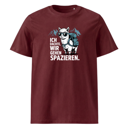 Ich dachte wir gehen spazieren T-Shirt Unisex mit Wander-Spruch, Print Nahaufnahme