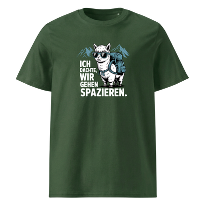 Ich dachte wir gehen spazieren T-Shirt Unisex mit Wander-Spruch, Detailansicht