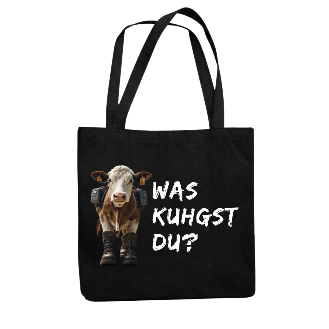 Tragetasche schwarz – Was kuhgst du