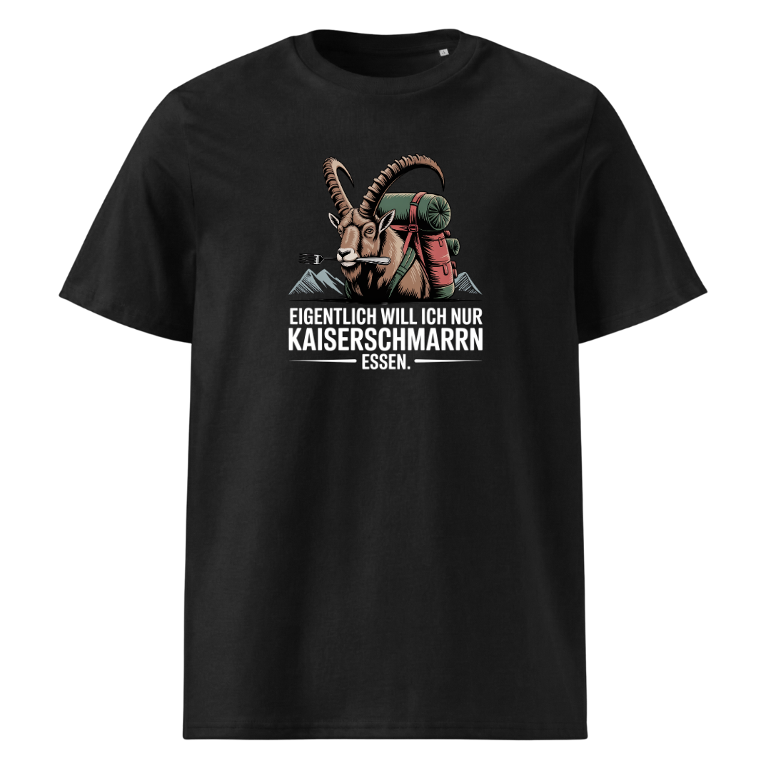 Kaiserschmarrn Ziege T-Shirt Unisex mit Ziegen-Motiv, Frontansicht