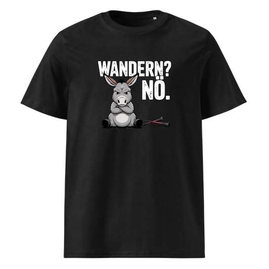 Wandern Nö T-Shirt Unisex mit Anti-Wander-Spruch, Frontansicht