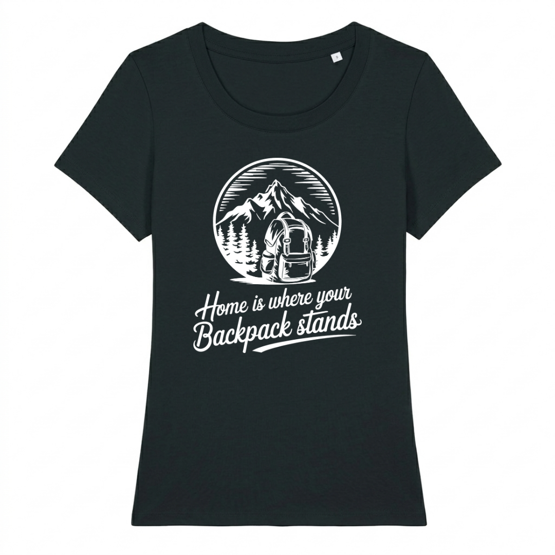 Home Frauen Shirt mit Berg-Spruch, Frontansicht