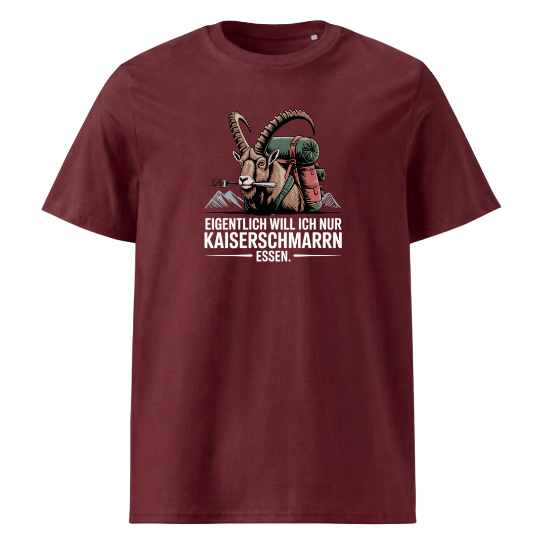 Kaiserschmarrn Ziege T-Shirt Unisex mit Ziegen-Motiv, Print Nahaufnahme