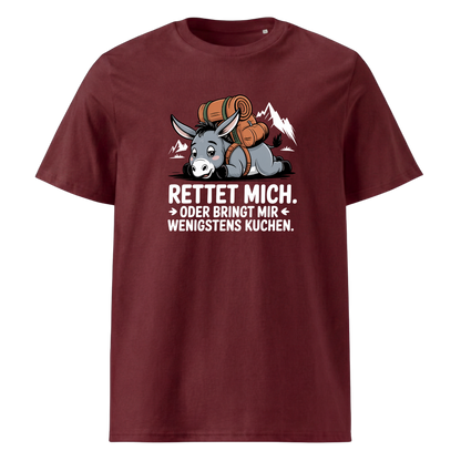 Rettet mich T-Shirt Unisex mit Wander-Spruch, Print Nahaufnahme