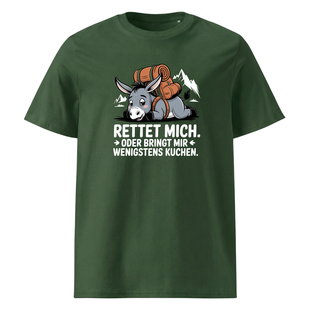 Rettet mich T-Shirt Unisex mit Wander-Spruch, Detailansicht