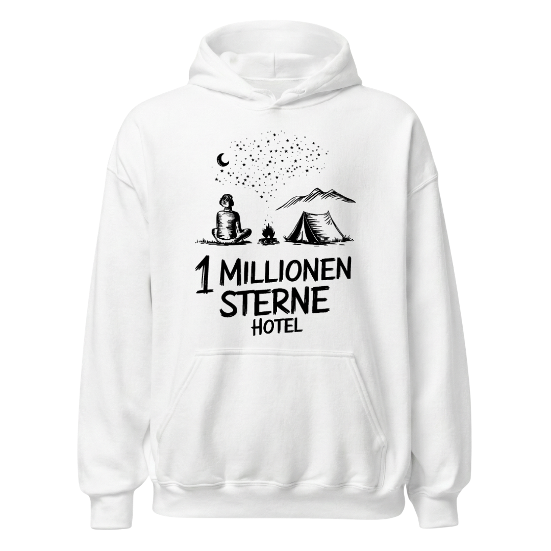 Sternehotel Hoodie mit Berg-Spruch, Motivdetail