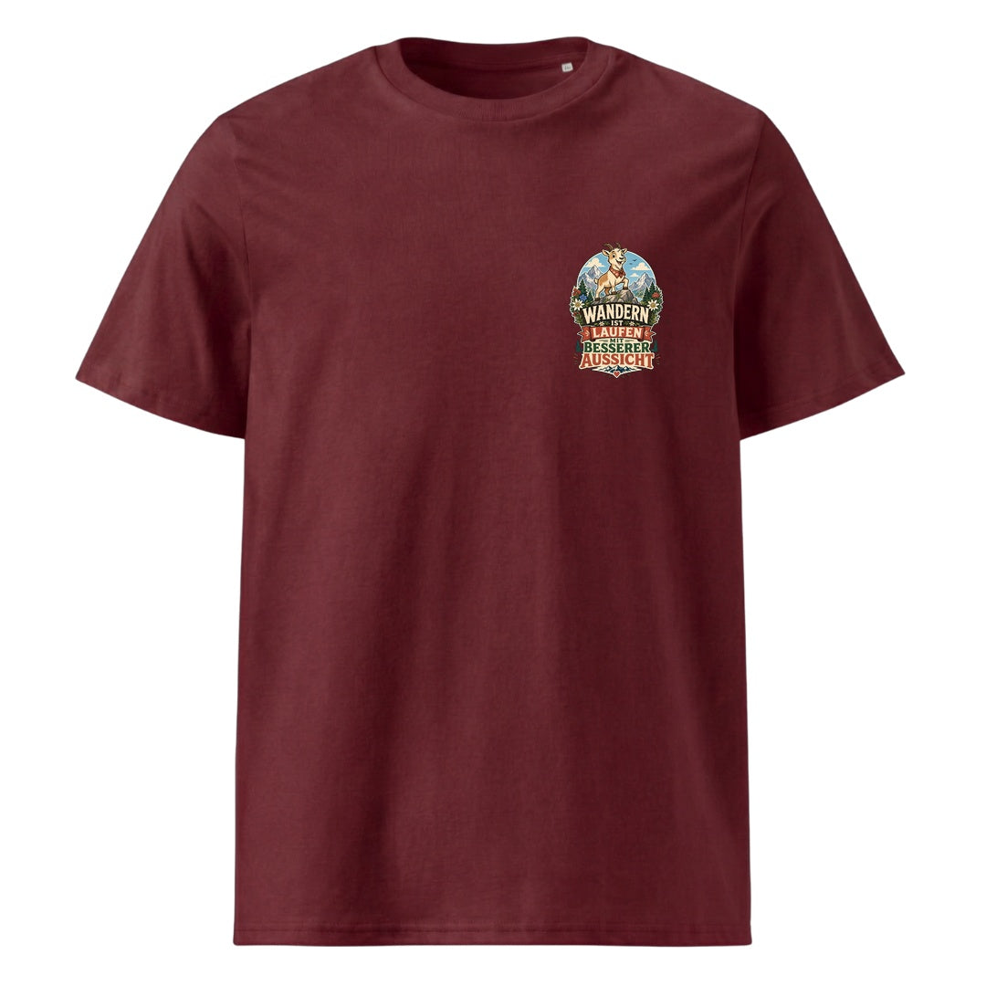 Wandern ist Laufen mit besserer Aussicht Unisex T-Shirt mit Brustdruck, Kraxelgaudi