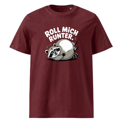 Roll mich runter T-Shirt Unisex mit Wander-Spruch, Print Nahaufnahme