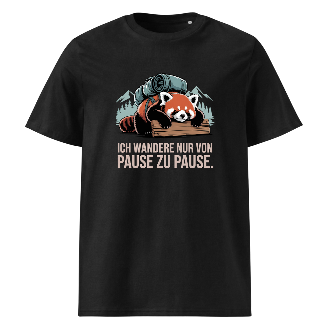 Pause machen T-Shirt Unisex mit Wander-Motiv, Frontansicht