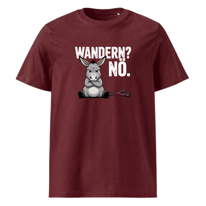 Wandern Nö T-Shirt Unisex mit Anti-Wander-Spruch, Print Nahaufnahme