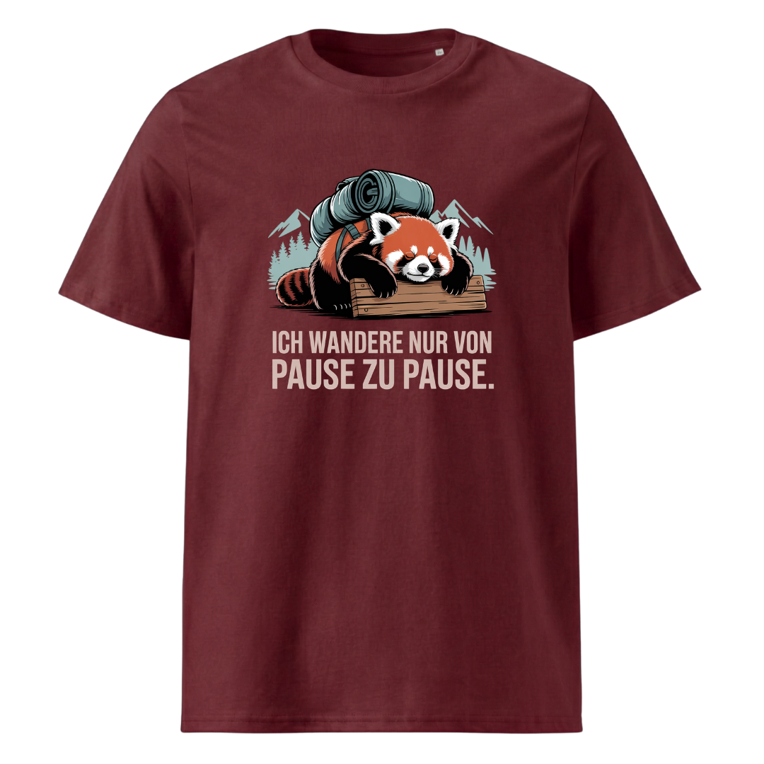 Pause machen T-Shirt Unisex mit Wander-Motiv, Print Nahaufnahme