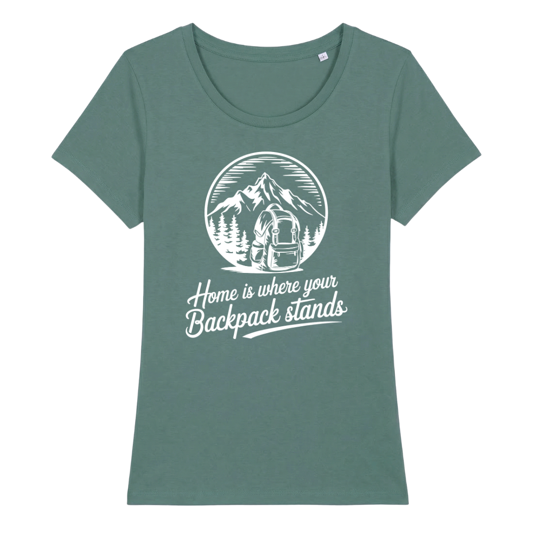 Home Frauen Shirt mit Berg-Spruch, Detailansicht