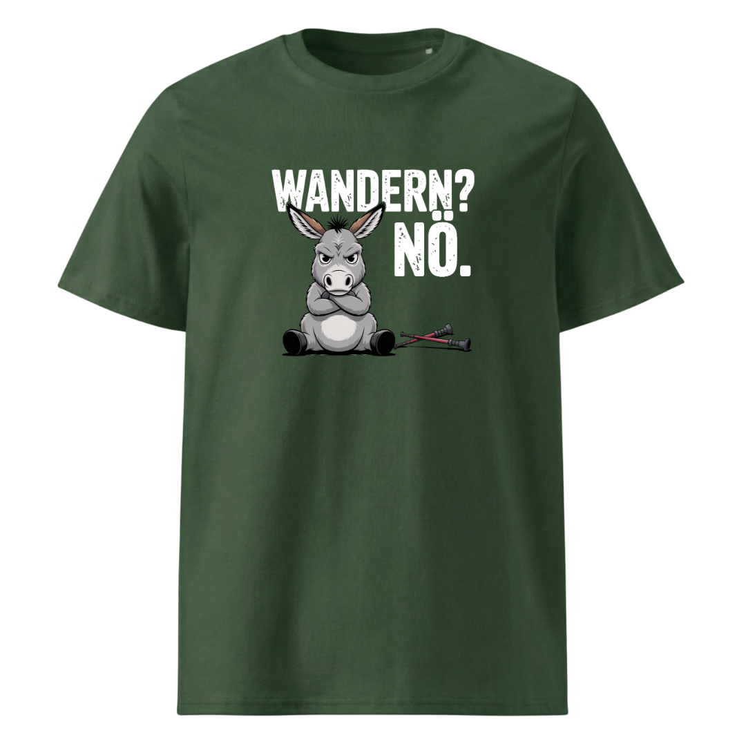 Wandern Nö T-Shirt Unisex mit Anti-Wander-Spruch, Detailansicht