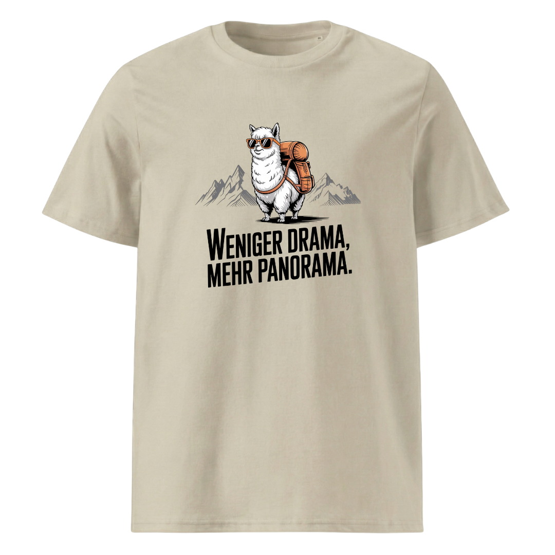 Weniger Drama T-Shirt Unisex mit Berg-Spruch, Farbvariante