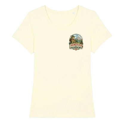 Gemütlich mit Aussicht Damenshirt mit Brustdruck, Kraxelgaudi