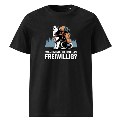 Freiwillig T-Shirt Unisex mit Wander-Spruch, Frontansicht