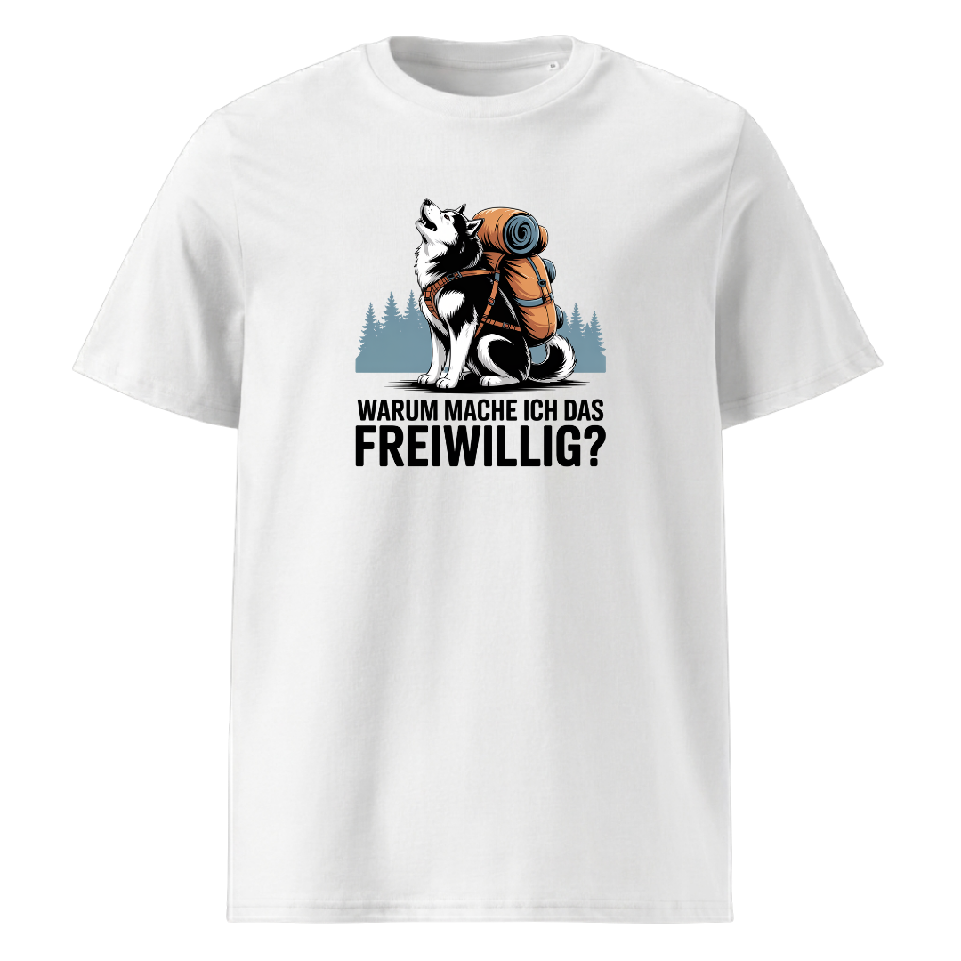 Freiwillig T-Shirt Unisex mit Wander-Spruch, Motivdetail