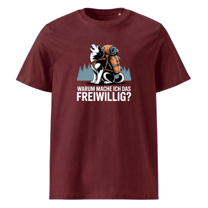 Freiwillig T-Shirt Unisex mit Wander-Spruch, Print Nahaufnahme