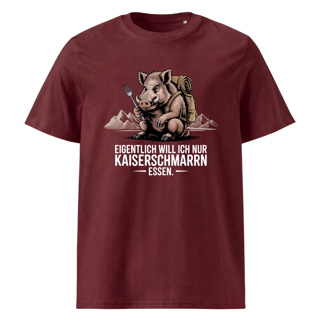 Kaiserschmarrn Wildschwein T-Shirt Unisex mit Wildschwein-Motiv, Print Nahaufnahme