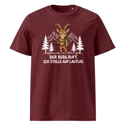 Berg ruft lautlos Steinbock T-Shirt Unisex Burgunder