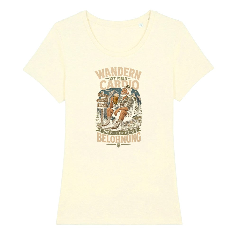 Wandern ist mein Cardio Frauenshirt in Beige, Kraxelgaudi