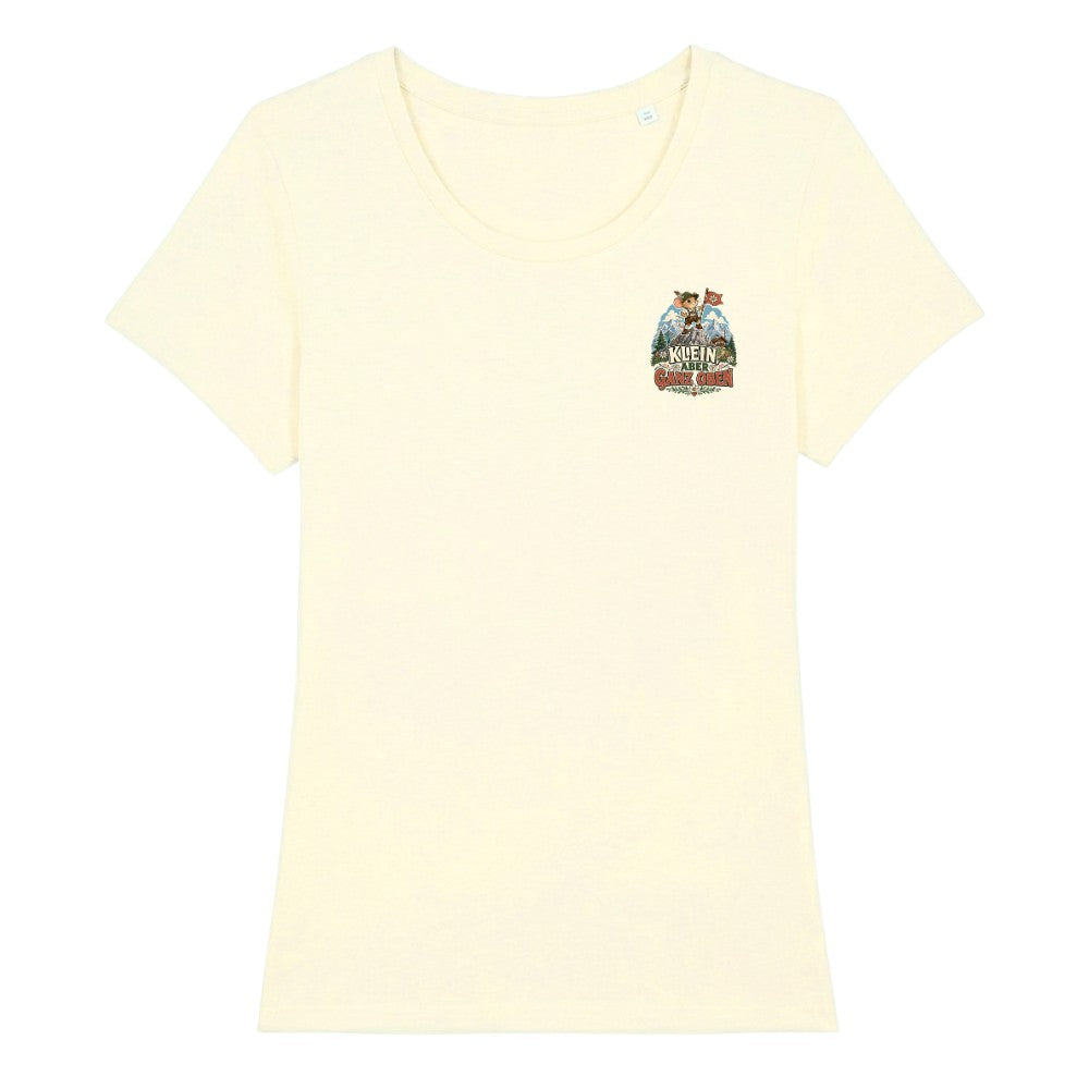 Klein aber ganz oben Damenshirt mit Brustdruck, Kraxelgaudi