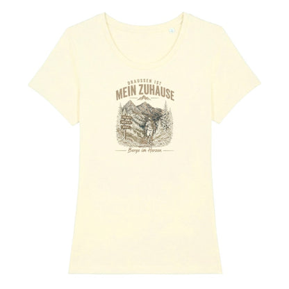 Draussen ist mein Zuhause Frauenshirt in Beige, Kraxelgaudi