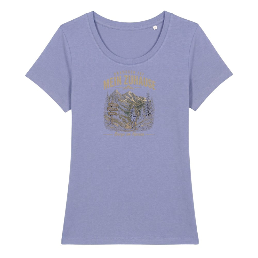 Draussen ist mein Zuhause Frauenshirt in Lavendel, Kraxelgaudi