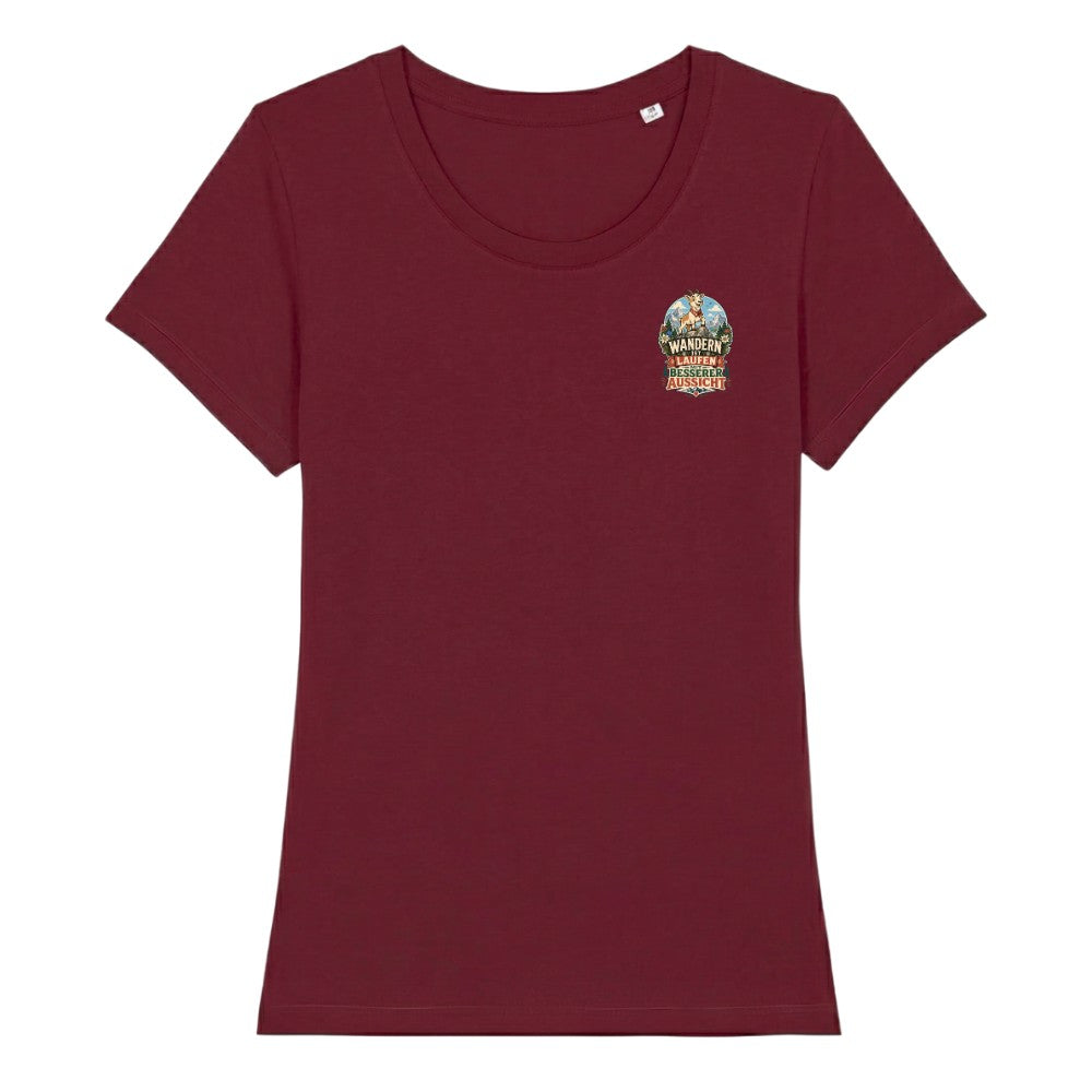 Wandern ist Laufen mit besserer Aussicht Damenshirt mit Brustdruck, Kraxelgaudi