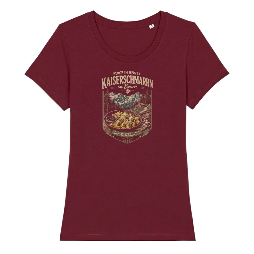 Kaiserschmarrn im Bauch Frauenshirt in Burgunder, Kraxelgaudi