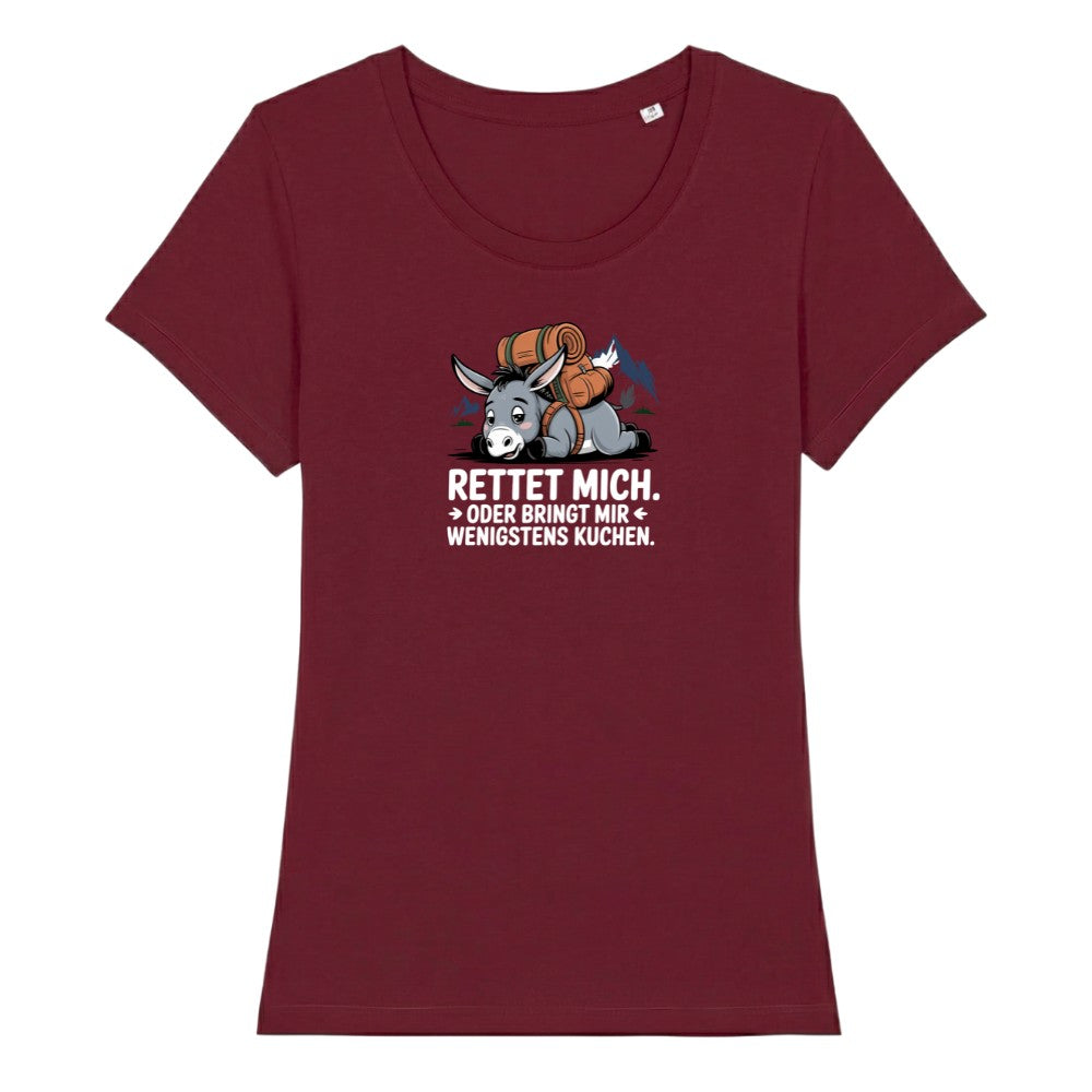 Rettet mich Esel Frauenshirt in Burgunder, Kraxelgaudi