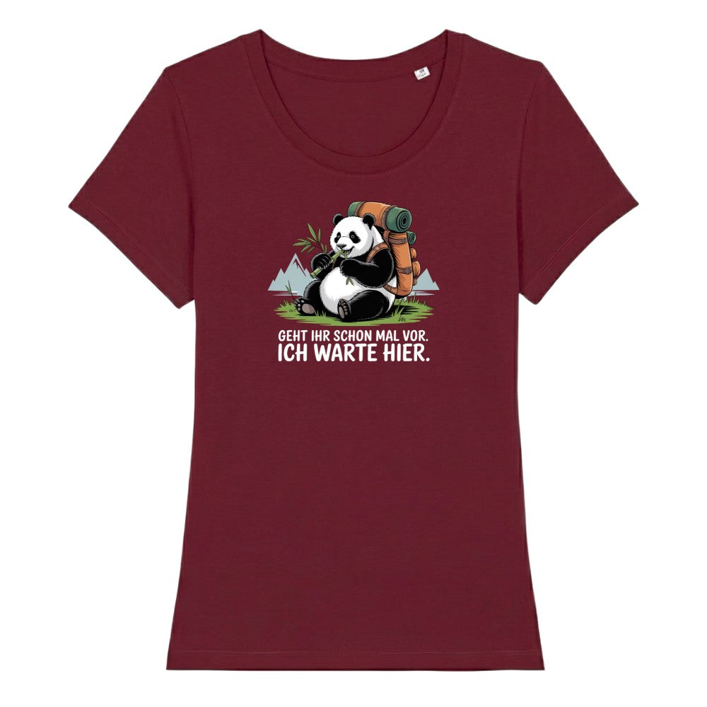 Geht schon mal vor Panda Frauenshirt in Burgunder, Kraxelgaudi