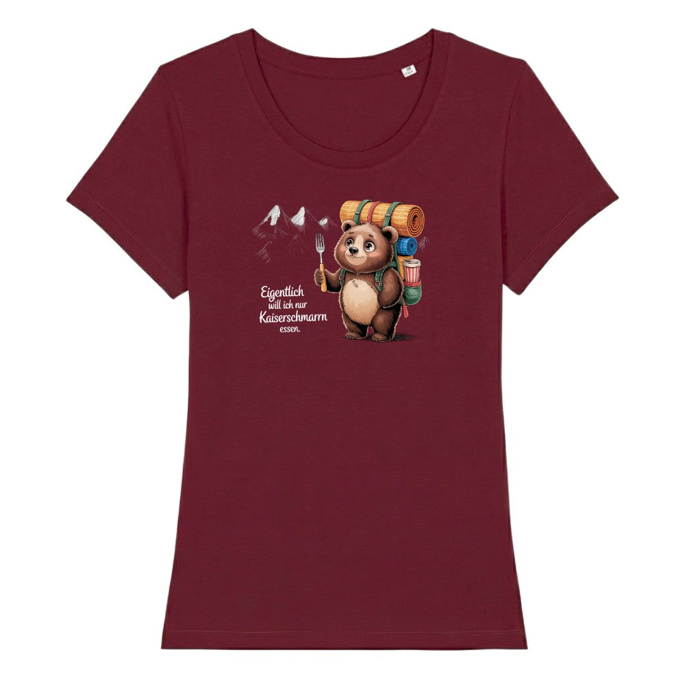 Kaiserschmarrn Bärchen Frauenshirt in Burgunder, Kraxelgaudi