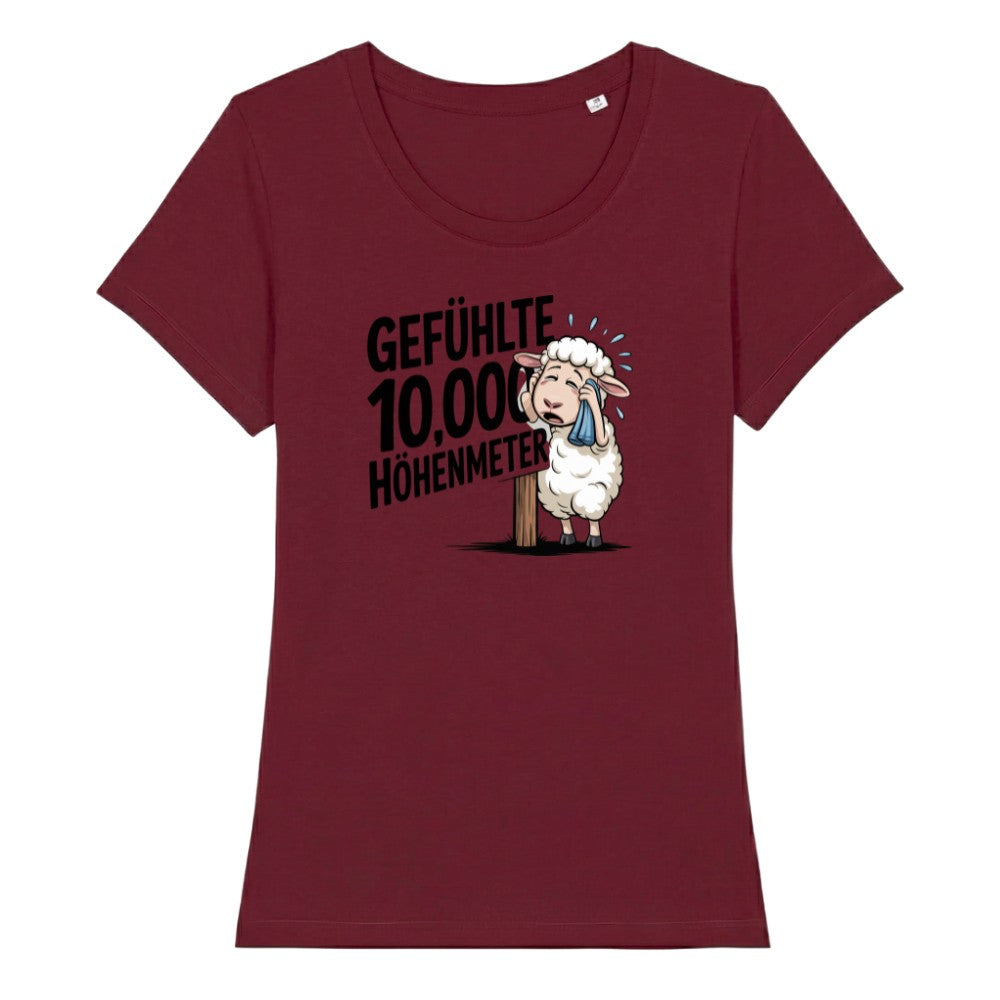 10000 Höhenmeter Frauenshirt in Burgunder, Kraxelgaudi