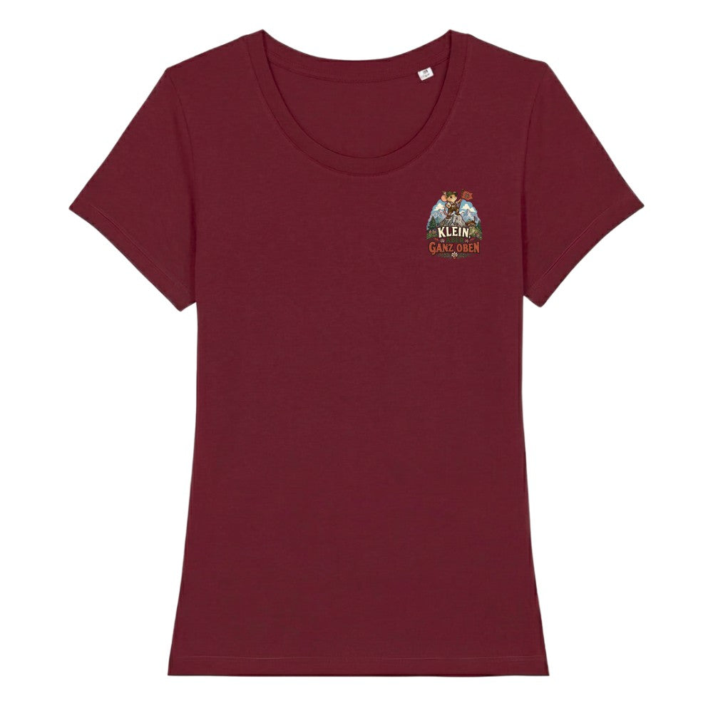 Klein aber ganz oben Damenshirt mit Brustdruck, Kraxelgaudi