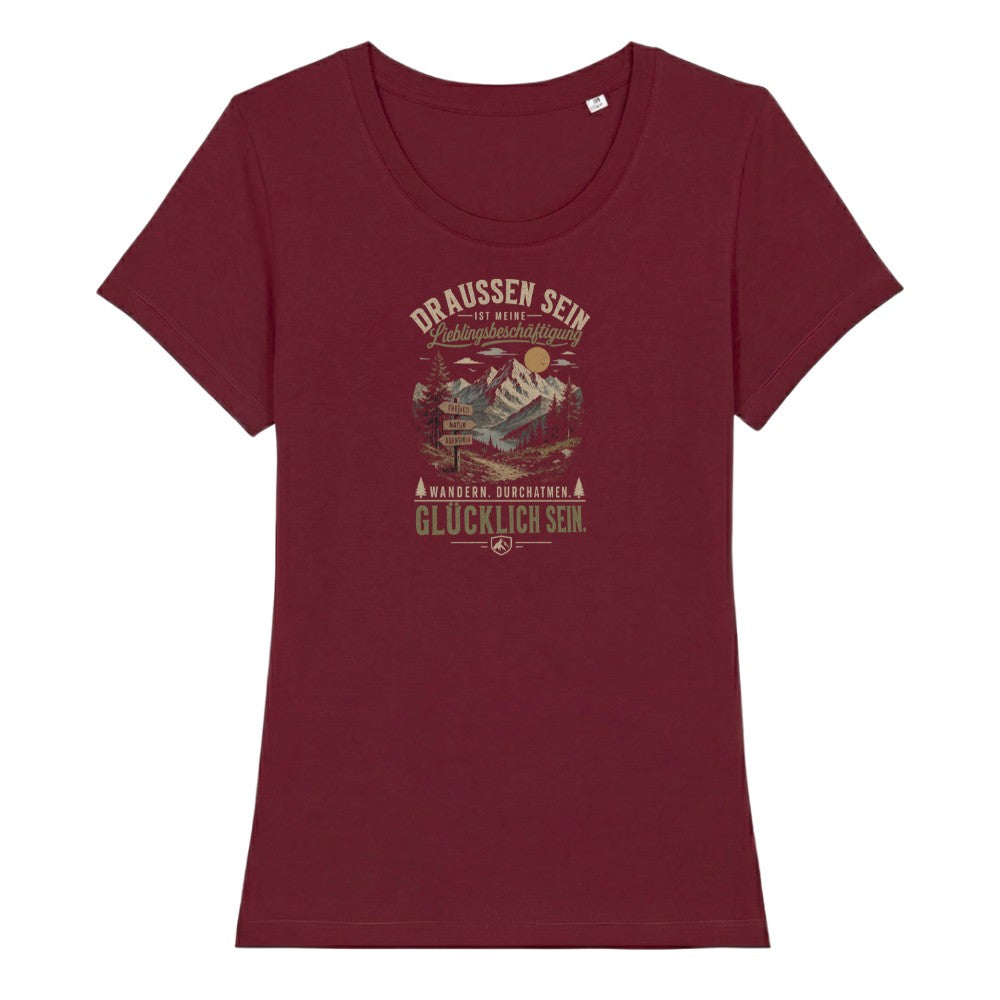 Lieblingsbeschäftigung Frauenshirt in Burgunder, Kraxelgaudi