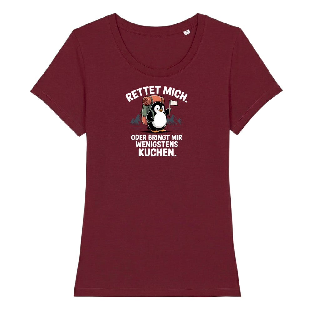 Rettet mich Pinguin Frauenshirt in Burgunder, Kraxelgaudi