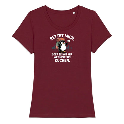 Rettet mich Pinguin Frauenshirt in Burgunder, Kraxelgaudi