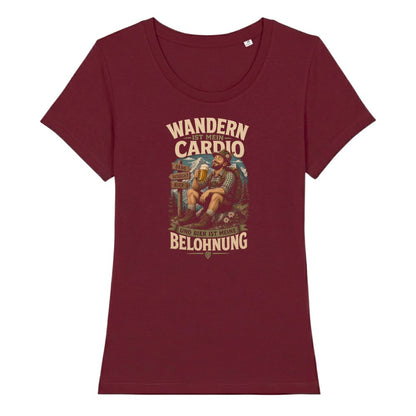Wandern ist mein Cardio Frauenshirt in Burgunder, Kraxelgaudi