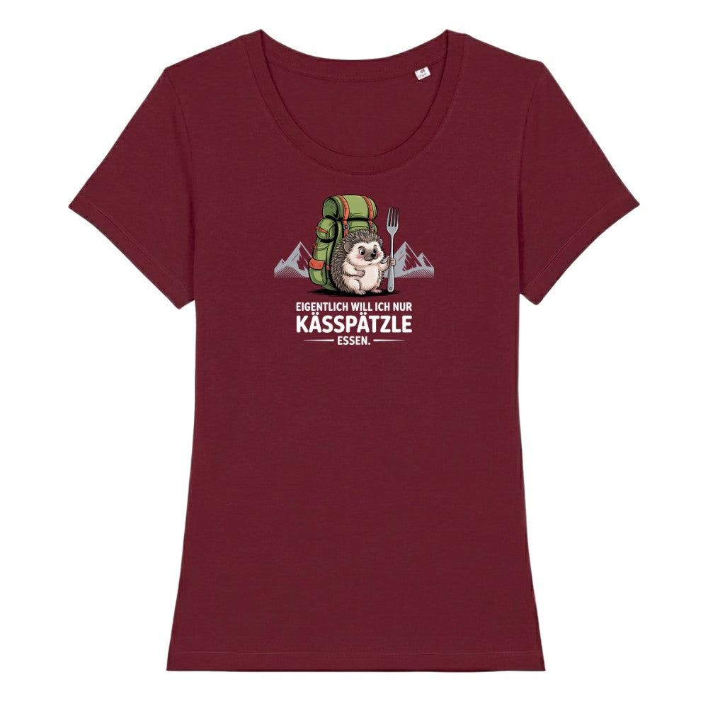 Kässpätzle Igel Frauenshirt in Burgunder, Kraxelgaudi