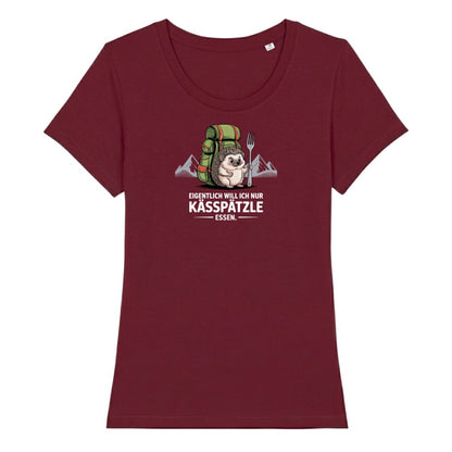 Kässpätzle Igel Frauenshirt in Burgunder, Kraxelgaudi